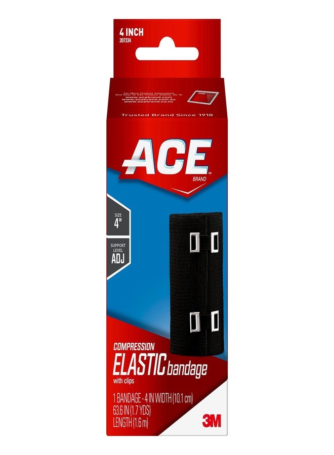 آيس ضمادة مرنة من نوع ACE مقاس 4 بوصات مزودة بمشابك، لون أسود، مثالية للساق والكتف وغيرها، قطعة واحدة - Image 1